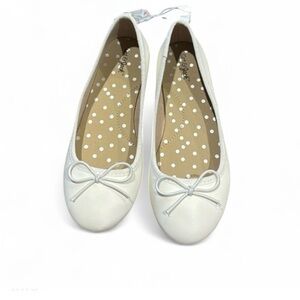 Cat & Jack White Ballet Flats Bow Slip On Dress Shoes Girls Size 13 NWT